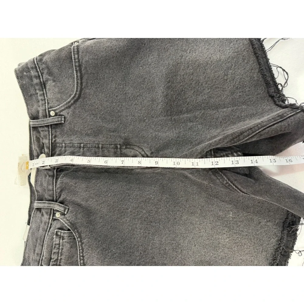 PacSun Denim Shorts Women 26 Black High Rise Relaxed Raw Hem Button Fly Festival